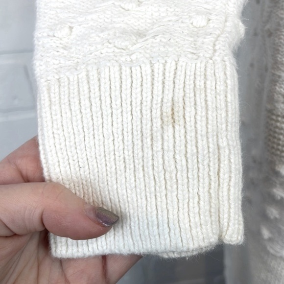 GAP Boho Ivory Longline Swiss Dot Cotton Open Front Fringe Hem Cardigan Sweater - Picture 7 of 13